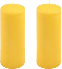 Set de lumânări tip pilon, 20 cm, Ø 7,5 cm, galben, 2 buc