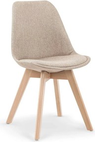 Scaun bej tapitat K303, stofa clasica/lemn, 48X54X83 CM