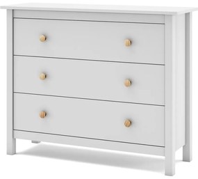 Comodă pentru copii albă joasă din lemn de pin 100x80 cm Max – Marckeric