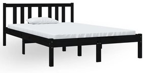 814858 vidaXL Cadru de pat mic dublu, negru, 120x190 cm, lemn masiv
