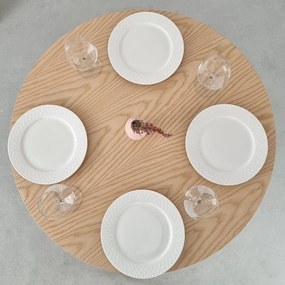 Masă de dining rotundă cu blat cu aspect de lemn de frasin ø 80 cm Jubi – Ragaba