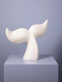 Lampă de masă din rășină și pulbere de piatră albă, formă de coadă de balenă, finisaj mat, 42×53×19 cm, „Fluke"