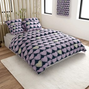 Lenjerie din microfibra VIOLET HEARTS mov deschis Dimensiune lenjerie de pat: 2 buc 70 x 80 cm | 160 x 200 cm