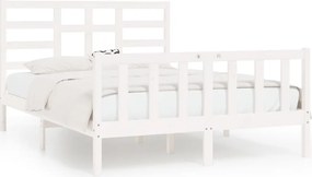 vidaXL Cadru de pat fără saltea, alb, 160x200 cm, lemn masiv pin