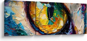 Tablou - Ochi de pisică Pictură (cu ceas) (90x30 cm)