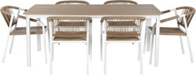 Set dining exterior din aluminiu și rășină, masă + 5 scaune