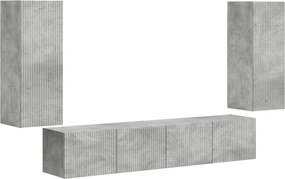 vidaXL Set Dulap pentru Televizor Montat pe Perete 4 pcs Gri din beton