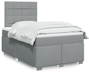 vidaXL Pat box spring cu saltea, gri deschis, 120x190 cm, textil