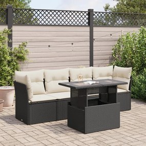 3326087 vidaXL Set mobilier de grădină cu perne, 5 piese, negru, poliratan