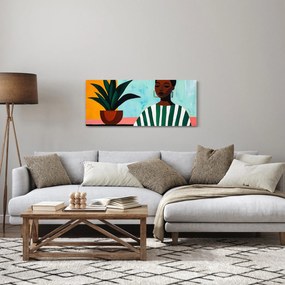 Tablou - Femeie cu floare (120x50 cm)