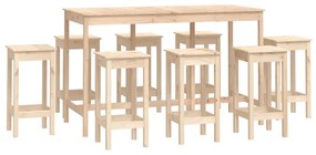 3124717 vidaXL Set mobilier de bar, 9 piese, lemn masiv de pin