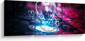 Tablou cu inima iluminată (cu ceas) (90x30 cm)