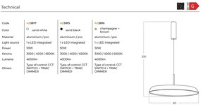 Lustra LED suspendata CLARA 60 CCT SWITCH dimm champagne