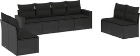 vidaXL Set mobilier de grădină cu perne, 8 piese, negru, poliratan