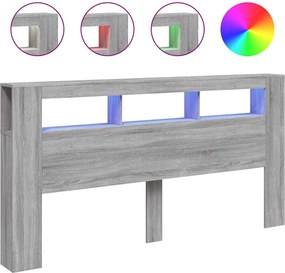 vidaXL Tăblie de pat cu LED gri sonoma 200x18,5x103,5cm lemn prelucrat