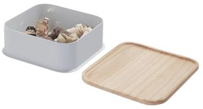 Cutie depozitare cu capac din lemn paulownia iDesign Eco, 21,3 x 21,3 cm, gri