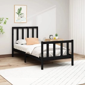 3106692 vidaXL Cadru de pat, negru, 90x200 cm, lemn masiv de pin