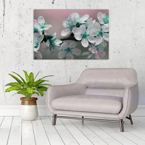 Tablou cu floare - turcoaz (90x60 cm)