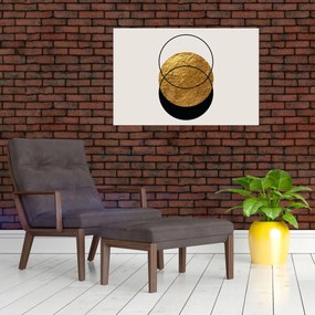 Tablou - Abstracție de aur și alb N⁰2 (90x60 cm)