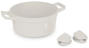 Oala cu capac si manere de silicon detasabile 24 cm, 4,4L Sahara Berlinger Haus BH 7787, antiaderenta, crem