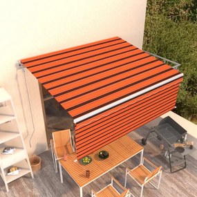 vidaXL Copertină retractabilă automat cu stor, portocaliu&amp;maro, 4x3 m