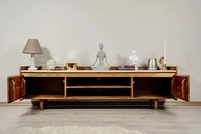 Comodă TV din lemn masiv si marmura, Milano Marble 160 x 35 x 45 cm, d