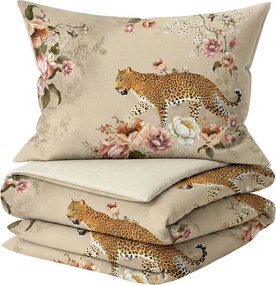 Lenjerie de pat din bumbac TIGER GARDEN bej Dimensiune lenjerie de pat: 2 buc 60 x 70 cm | 200 x 200 cm