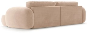 Colțar bej extensibil/cu spațiu de depozitare cu tapițerie din catifea Tonale – Cosmopolitan Design