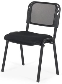 Scaun conferință negru din material textil tip mesh și cadrul metalic vopsit HRC 600