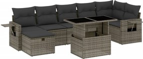 vidaXL Set canapele de grădină cu perne, 8 piese, gri, poliratan
