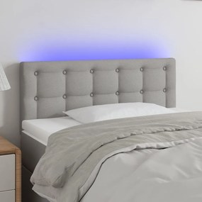 3122028 vidaXL Tăblie de pat cu LED, gri deschis, 90x5x78/88 cm, textil