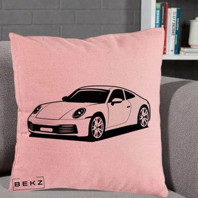 Perna Personalizata Porsche 911 Silueta, 40x40 cm, Roz, Husa Detasabila, Perna Inclusa, BEKZ®