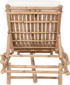 Șezlong de exterior din lemn de bambus natural, cu pernă din bumbac, stil exotic, "Ethnos"