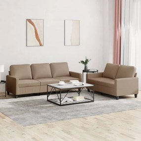 3201422 vidaXL Set de canapele cu perne, 2 piese, cappuccino, piele ecologică