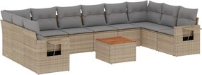 vidaXL Set canapele de grădină cu perne, 11 piese, bej, poliratan