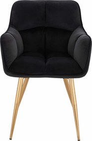HR550 Scaun Neagră Catifea cu Bază Aurie
