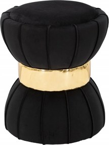 Taburet din velur cu detaliu auriu, 40 cm, gri