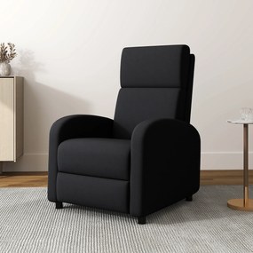 HOMCOM Fotoliu Relax Rabatabil Manual 160° cu Suport pentru Picioare, Fotoliu Ergonomic Tapițat cu Aspect de In pentru Dormitor, Birou, Living și Sufragerie, Negru | Aosom Romania