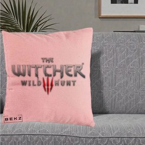 Perna Personalizata The Witcher 3 Wild Hunt, 40x40 cm, Roz, Husa Detasabila, Perna Inclusa, BEKZ®