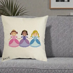 Perna Personalizata Printese Diverse Ilustratie, 40x40 cm, Ecru, Husa Detasabila, Perna Inclusa, BEKZ®