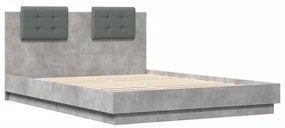 3209922 vidaXL Cadru de pat cu tăblie gri beton 140x200 cm lemn prelucrat