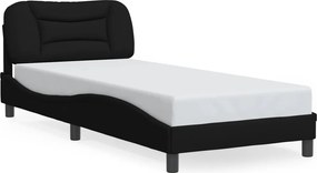 vidaXL Cadru de pat cu LED fără saltea Hvar țesătură neagră 90x200 cm