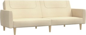 vidaXL Canapea extensibilă cu 2 locuri, crem, material textil