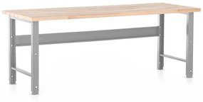 Masa de atelier reglabila in inaltime cu placa frontala 200 x 80 cm, gri - ral 7038