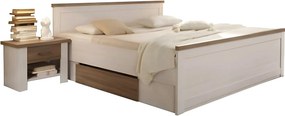 Cadru pat LUMERA 180x200, pin alb/stejar trufa, PAL melaminat, cu 2 se