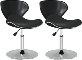 vidaXL Scaune de bucătărie, 2 buc., negru, piele ecologică