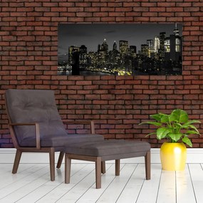 Tablou cu metropolă nocturnă (120x50 cm)