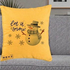 Perna Decorativa Let It Snow Om de Zapada, 40x40 cm, Galben, Husa Detasabila, Perna Inclusa, BEKZ®