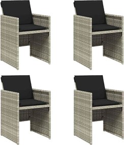 vidaXL Fotolii de grădină cu perne, 4 buc., gri deschis, poliratan