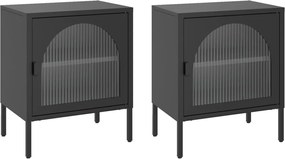 vidaXL Noptiere, 2 buc., negru, 50x35x60 cm, sticlă și oțel